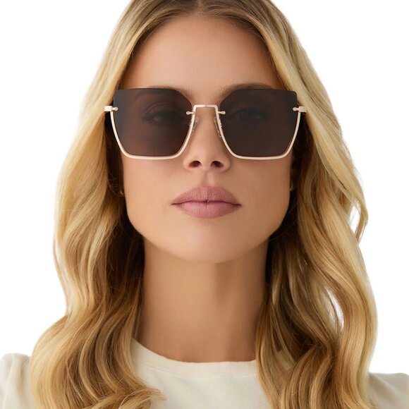 DIFF - Analise Sunglasses in Brushed Gold Frames & Polarized Taupe Mirrored Lens main image 7